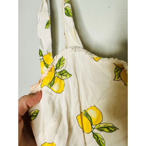 SLATE & WILLOW White Lemon Print Sweetheart Neckline Tie Shoulders Dress Small - Picture 7 of 10